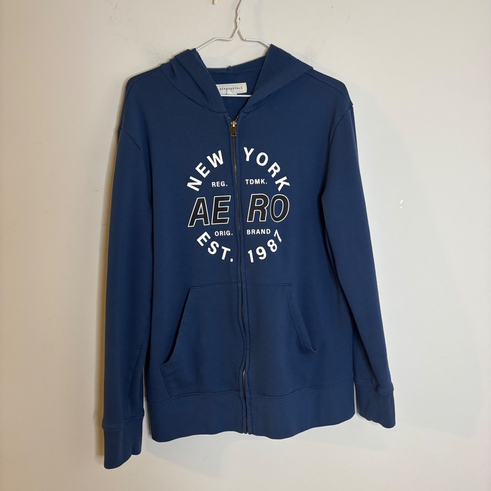 Aeropostale Blue Zip Up Hoodie Women Size M